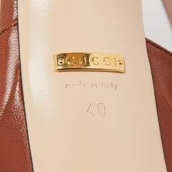 Pre Owned Gucci Brown Leather Angel Platform Pumps Size 40