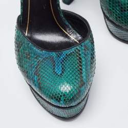 Gucci Green Python Leather Huston Pumps Size 36.5