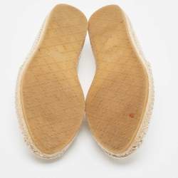 مملوكة مسبقًا Gucci Cream/Grey GG Canvas and Leather Espadrilles Flats Size 38.5