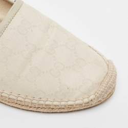 مملوكة مسبقًا Gucci Cream/Grey GG Canvas and Leather Espadrilles Flats Size 38.5