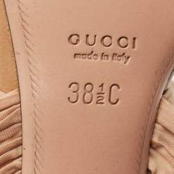 مملوكة مسبقًا Gucci Nude Fabric Pleated Strap Bamboo Heel Mule Sandals Size 38.5