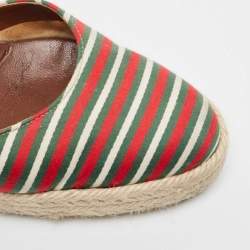 Gucci Multicolor Fabric Platform Wedge Espadrille Sandals Size 38