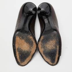 Pre Owned Gucci Brown Guccissima Leather Peep Toe Pumps Size 38