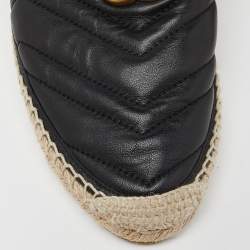 Gucci Black Matelasse Leather GG Marmont Espadrille Mules Size 39