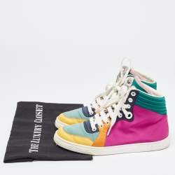 Gucci Multicolor Satin Coda High Top Sneakers Size 35 