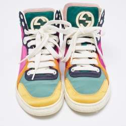 Gucci Multicolor Satin Coda High Top Sneakers Size 35 