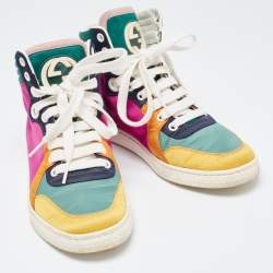 Gucci Multicolor Satin Coda High Top Sneakers Size 35 