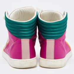 Gucci Multicolor Satin Coda High Top Sneakers Size 35 