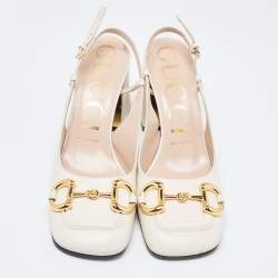 Gucci Cream Leather Horsebit  Pumps Size 37.5