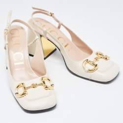 Gucci Cream Leather Horsebit  Pumps Size 37.5