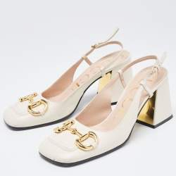 Gucci Cream Leather Horsebit  Pumps Size 37.5