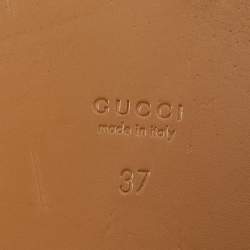 Pre Owned Gucci Black Leather Fringe Horsebit Flat Slides Size 37