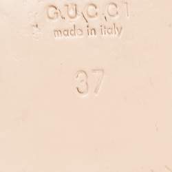 Pre Owned Gucci Black/Beige Lace and Leather Princetown Flat Mules Size 37