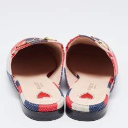 Gucci Tri Color Stripe Canvas Princetown Horsebit Mules Size 37
