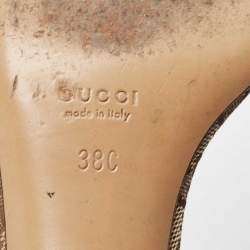Gucci Brown/Beige GG Canvas Bamboo Tassel Horsebit Slide Sandals Size 38