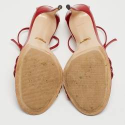 Gucci Red Patent Leather Ilse Ankle Strap Sandals Size 38