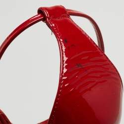 Gucci Red Patent Leather Ilse Ankle Strap Sandals Size 38