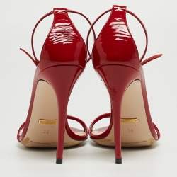 Gucci Red Patent Leather Ilse Ankle Strap Sandals Size 38