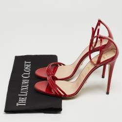 Gucci Red Patent Leather Ilse Ankle Strap Sandals Size 38