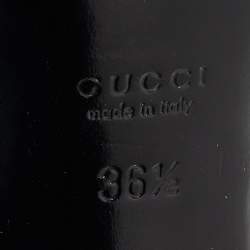 Gucci Black Patent Leather Applique T Strap Sandals Size 36.5