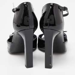 Gucci Black Patent Leather Applique T Strap Sandals Size 36.5
