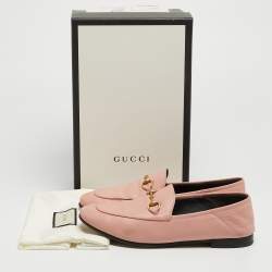 Pre Owned Gucci Pink Leather Horsebit Slip On Loafers Size 40
