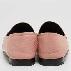 Pre Owned Gucci Pink Leather Horsebit Slip On Loafers Size 40