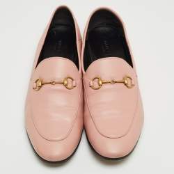 Pre Owned Gucci Pink Leather Horsebit Slip On Loafers Size 40