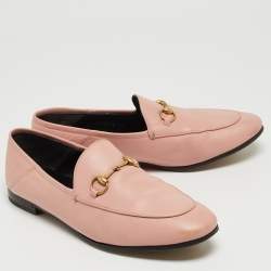 Pre Owned Gucci Pink Leather Horsebit Slip On Loafers Size 40