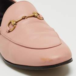 Pre Owned Gucci Pink Leather Horsebit Slip On Loafers Size 40