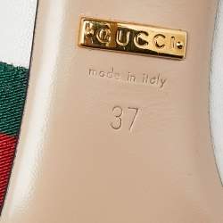 Pre Owned Gucci White Leather Sylvie Web Bee Slingback Pumps Size 37