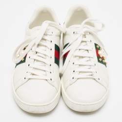 Gucci White Leather Faux Pearl Embellished and Studded Ace Sneakers Size 35.5