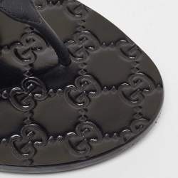 Pre Owned Gucci Tricolor Leather and Canvas Web Interlocking G Thong Flats Size 37