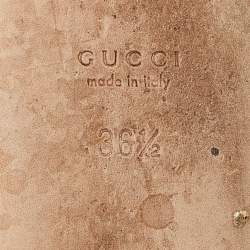 Pre Owned Gucci Burgundy/Beige Leather and Canvas Thong Flats Size 36.5