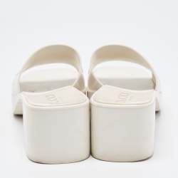 Gucci Off White Rubber Logo Slide Sandals Size 37