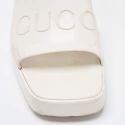 Gucci Off White Rubber Logo Slide Sandals Size 37