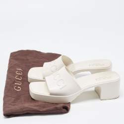 Gucci Off White Rubber Logo Slide Sandals Size 37