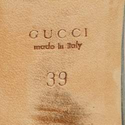 Gucci Grey/Beige Canvas and Leather Slide Sandals Size 39