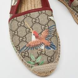 Pre Owned Gucci Beige GG Supreme Canvas Flower Print Espadrille Flats Size 39