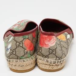 Pre Owned Gucci Beige GG Supreme Canvas Flower Print Espadrille Flats Size 39