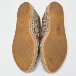 Pre Owned Gucci Beige GG Supreme Canvas Flower Print Espadrille Flats Size 39