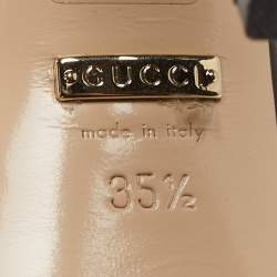 Gucci Black Leather Horsebit Platform Ankle Strap Sandals Size 35.5
