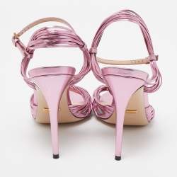 Gucci Metallic Pink Leather Allie Sandals Size 37.5
