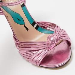 Gucci Metallic Pink Leather Allie Sandals Size 37.5