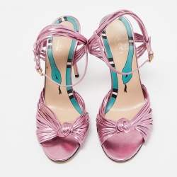 Gucci Metallic Pink Leather Allie Sandals Size 37.5