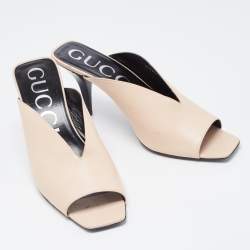 Gucci Beige Leather Mules Size 41.5