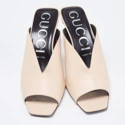 Gucci Beige Leather Mules Size 41.5