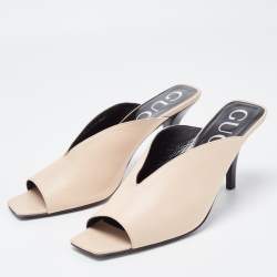 Gucci Beige Leather Mules Size 41.5