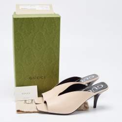 Gucci Beige Leather Mules Size 41.5