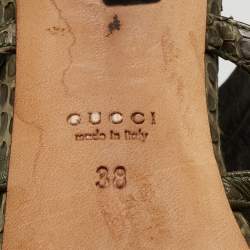 مملوكة مسبقًا Gucci Green Python And Suede Ankle Strap Sandals Size 38